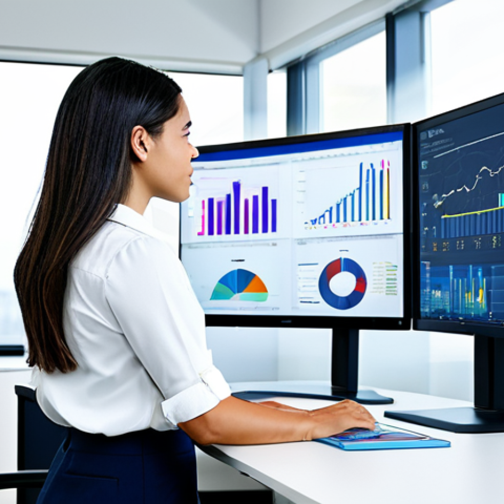 Environmental Data Scientist**

"A professional data scientist in a brightly lit, modern office, analyzing environmental data visualizations on multiple large screens, wearing a modest blouse and professional slacks, fully clothed, appropriate attire, safe for work, perfect anatomy, natural proportions, professional photography, high quality, family-friendly."

**