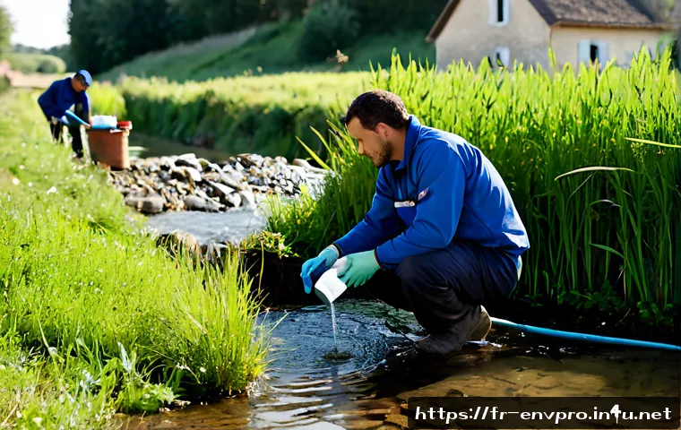 Home 17 환경보호 전문가의 현장 문제 해결 사례 - Photorealistic environmental protection expert in practical outdoor workwear assessing a polluted st...